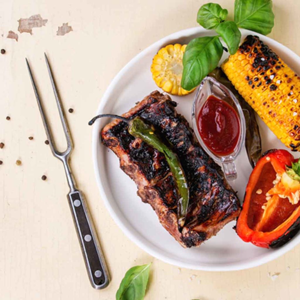 Foto von Kochbox - Steak und Gemüse gegrillt